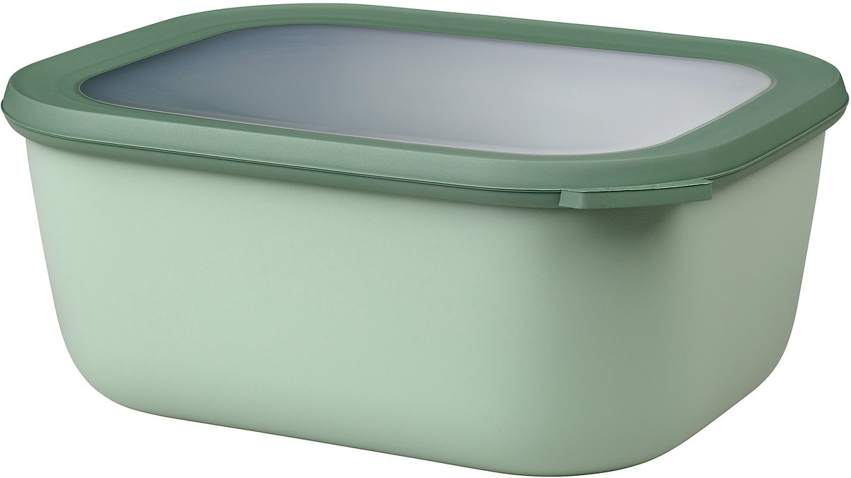 Mepal – Multikom Cirqula rechthoekig 3000 ml – Mag in de vriezer, magnetron en vaatwasser – Nordic sage – Geschikt als meal prep bakje