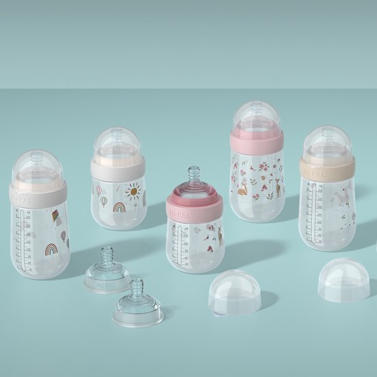 Mepal Mio babyfles Little Dutch - 240 ml - Anti-koliek - Spiraalontwerp voorkomt verstopping - Soliconen van medische kwaliteit - Forest Friends van Mepal — afbeelding 4