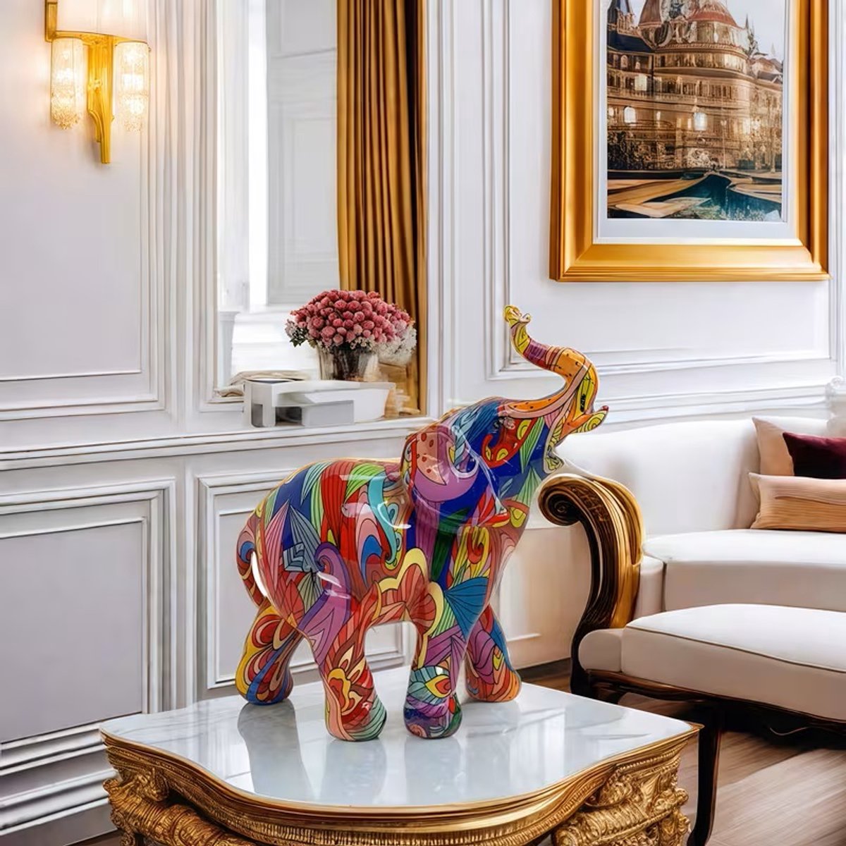 Mauropet® – Geluks Olifant “New Graffiti” | Street Art Beeldje | Opvallende Kleuren | Interieur & Cadeau