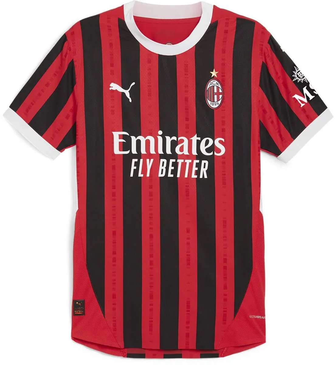 Puma Ac Milan Authentic 24/25 Thuis T-shirt Met Korte Mouwen Rood S Man,Vrouw