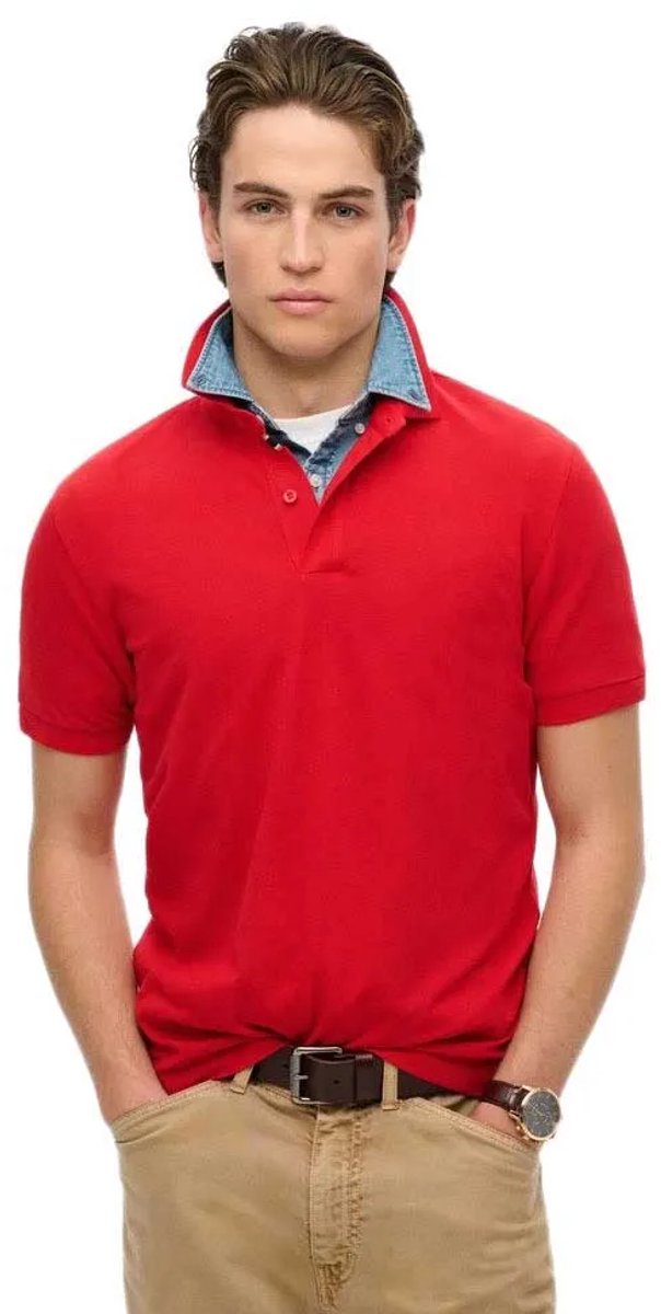 Superdry City Pique Korte Mouw Poloshirt L Man Rood