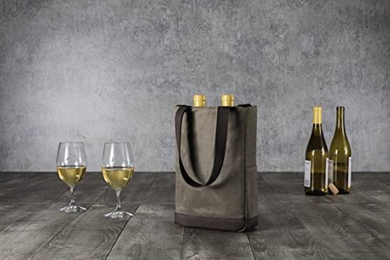 Wijnkoeltas voor 2 Flessen van Waxed Canvas - Rustiek en Elegant — afbeelding 3