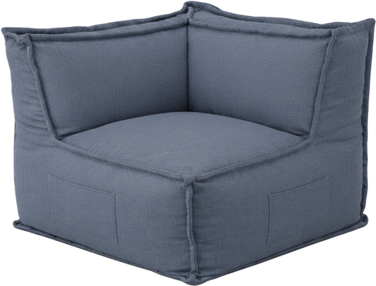 Bananair - Hoekmodule voor modulaire bank - Met armleuningen - Zijvakken - Linnenlook - 90x90 cm - Donkergrijs