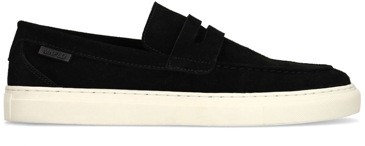 Manfield - Heren - Zwarte suède loafers - Maat 45