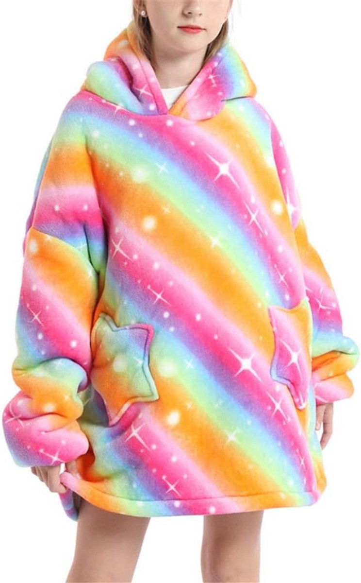 Draagbare Deken Hoodie voor Kinderen – Ultra Pluche Fleece Oversized Sweatshirt met Zak