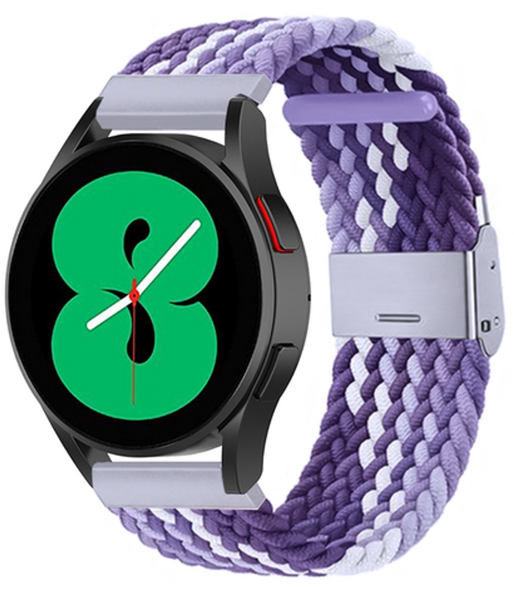 By Qubix - geschikt voor Huawei Watch 5 - 42mm - Braided nylon bandje - Lichtpaars / paars