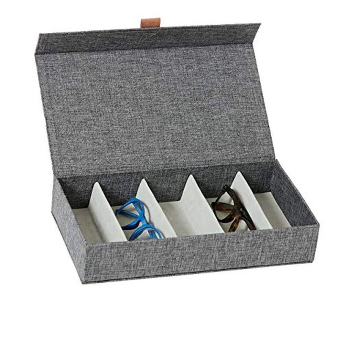 Premium Opbergdoos voor brillen - Hoogwaardige brillenkoker met fluwelen binnenkant en 5 vakken - 30x17x6 cm