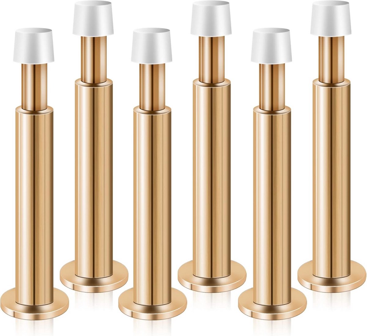 Deurstoppers voor Plinten - Set van 4 Lange Deurstoppers voor Buiten met Rubber Bumper - Zware Metalen Wandmontage Deurstoppers in Roségoud