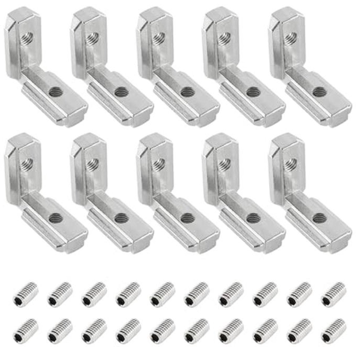 Aluminium Hoeken 10 Stuks 90° L-Vorm Klemmen Binnenhoekverbinding voor T-Sleuf Profiel