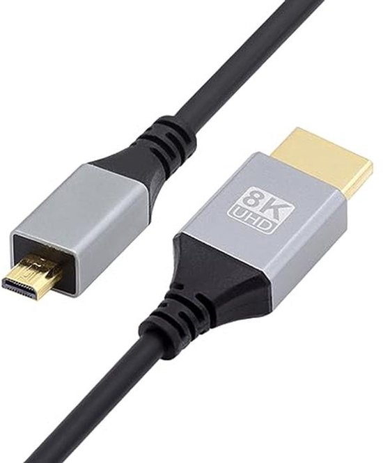 Thsucords Cavo Micro HDMI 2.1 Ultra Sottile E Flessibile – 2M, 8K@60Hz, 4K@120Hz, 48Gbps Per GoPro, Raspberry Pi 4, Sony, Nikon