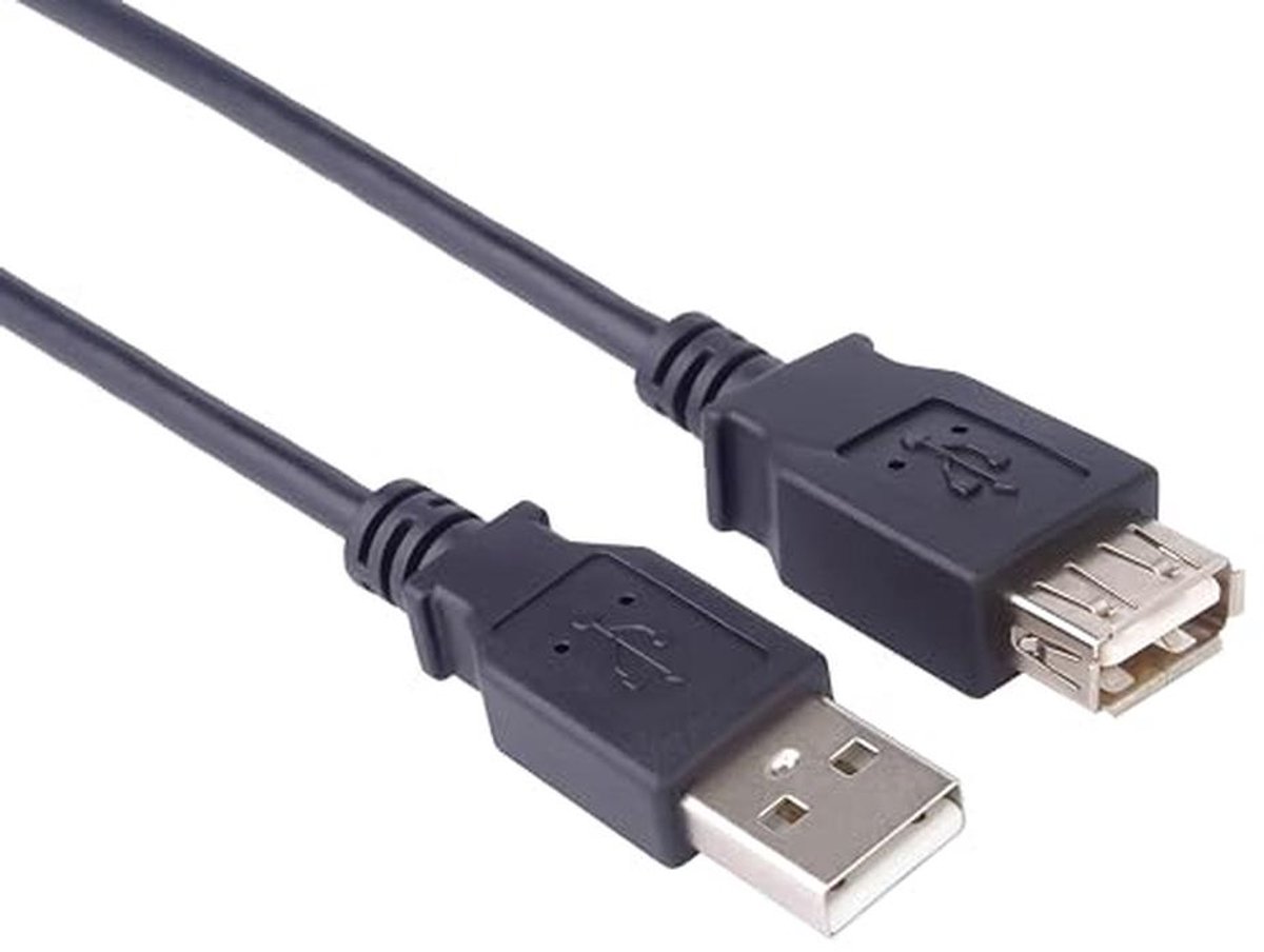 USB 2.0 verlengkabel 3m - High Speed tot 480 Mbit/s - Oplaad- en Datakabel - Zwart