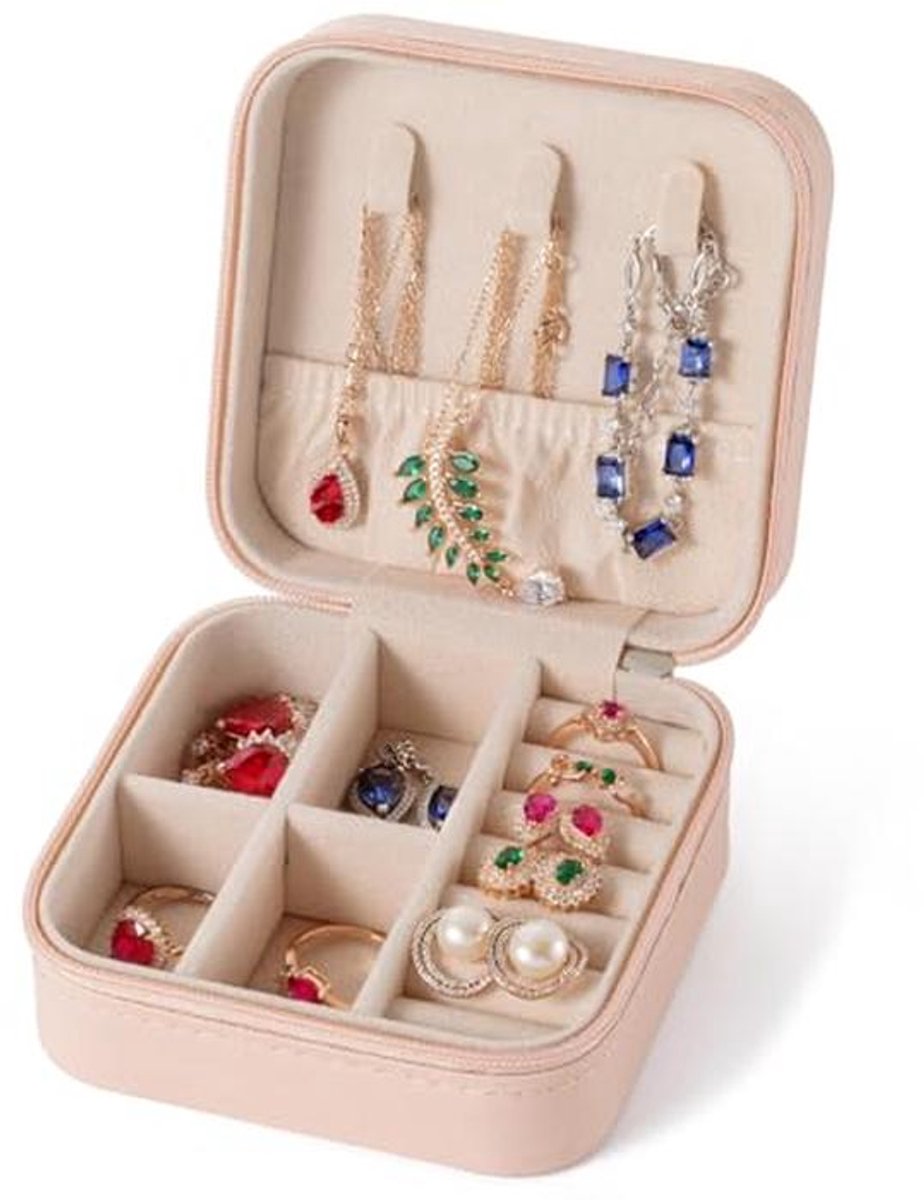 Reissieradenetui - Sieraden Organizer Doos voor Reizen - Roze