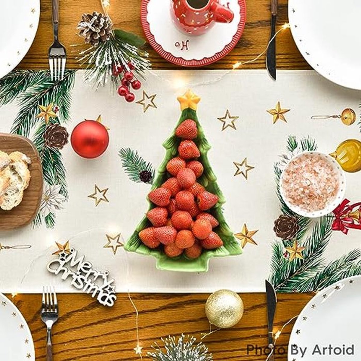Kerstballen Tafelloper voor Winterse Feestdecoratie