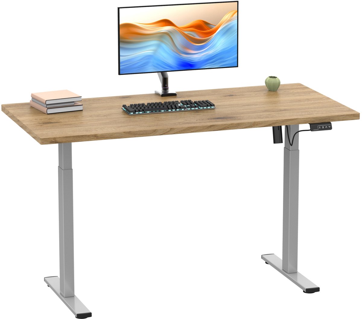 VCM In hoogte verstelbaar bureau traploze elektrische hoogteverstelling Lona 140x50 zwart In hoogte verstelbaar bureau traploze elektrische hoogteverstelling Lona 140x50 zwart