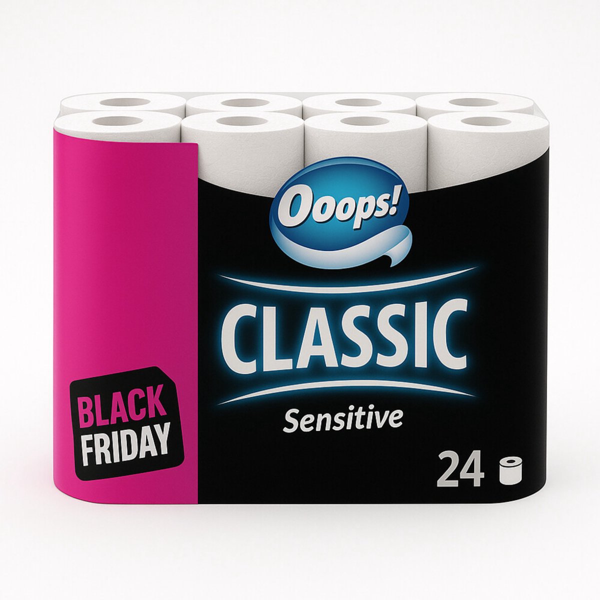 Ooops! - Toiletpapier Classic Sensitive 3-laags Black Friday - 3 x 24 stuks - Voordeelverpakking