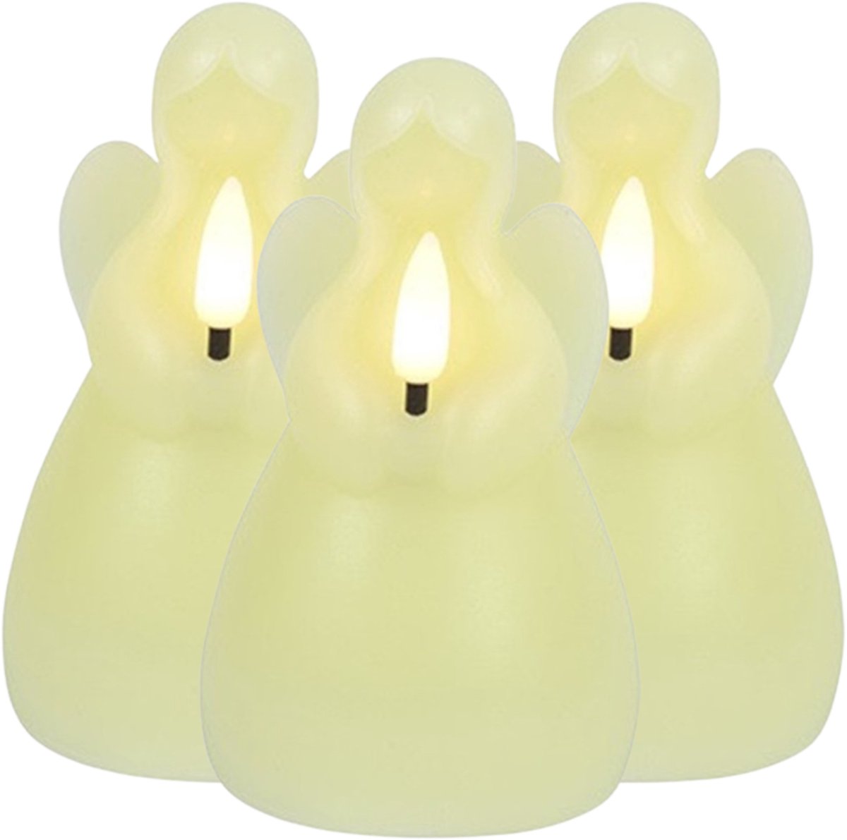 Countryfield LED kaars engel - 3x - creme wit - H14,5 cm - wax kaars op batterijen - kaarsen - kerst thema - kerstkaarsen