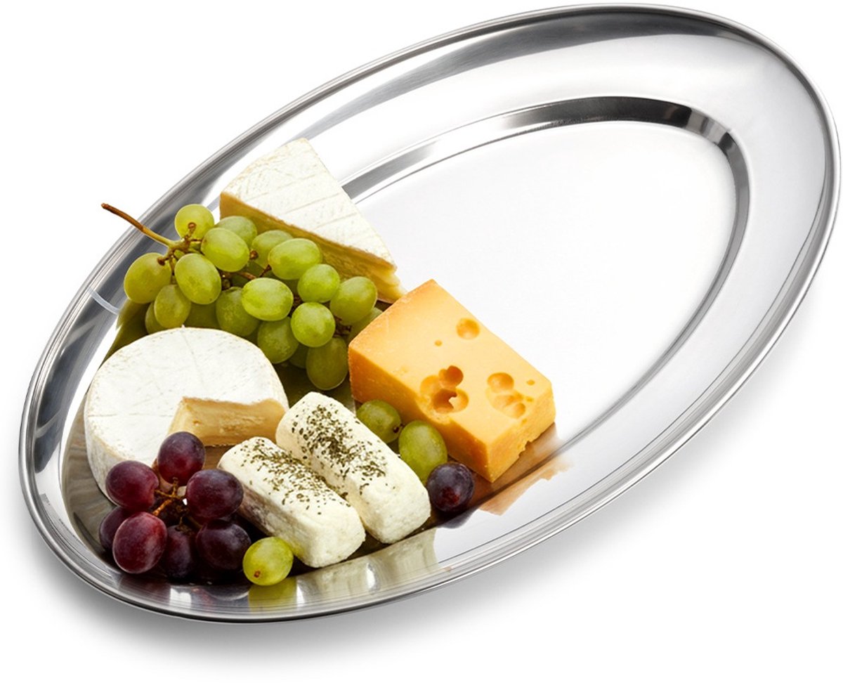 Serveerbord Edelstaal Ovaal 32x20 cm - Schotel - Dienblad - Serveerschotel - Schaal