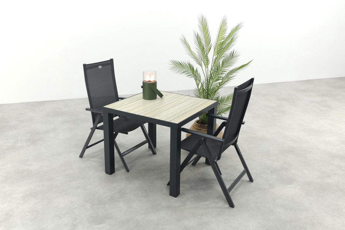 Hartman Napoli/Nola verstelbare tuinset 90x90 cm. - Antraciet/Houtlook – foto 4