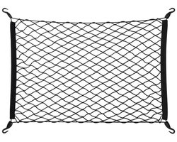 Doodadeals® Elastisch Kofferbak Net – Bagagenet Auto – Zwart Elastisch Net met Haken – 120 x 93 cm