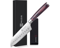 Paudin N16 Santokumes - Professioneel Snijmes - 12,5 cm Lemmet - Vlijmscherp Koksmes - Japans mes - Vlees mes - Vis mes - Groentemes