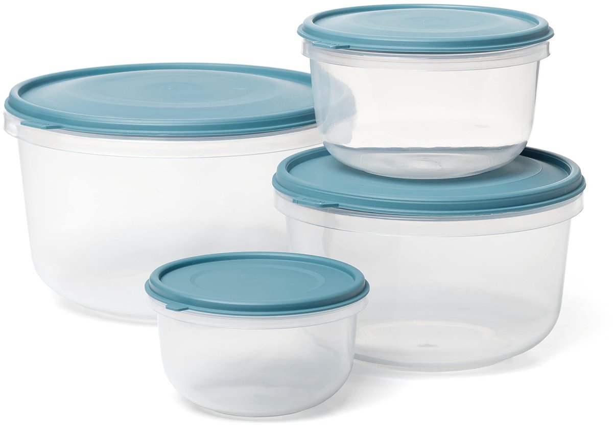 Unyqoos® Set van 4 voedselbewaarbakjes met flexibele deksel voor veelzijdig gebruik