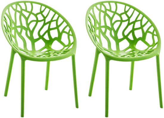 Set de 2 Chaises de jardin empilables CLP Hope - Résistantes aux intempéries et aux UV - Chaises en plastique avec accoudoirs - Design moderne - Vertes