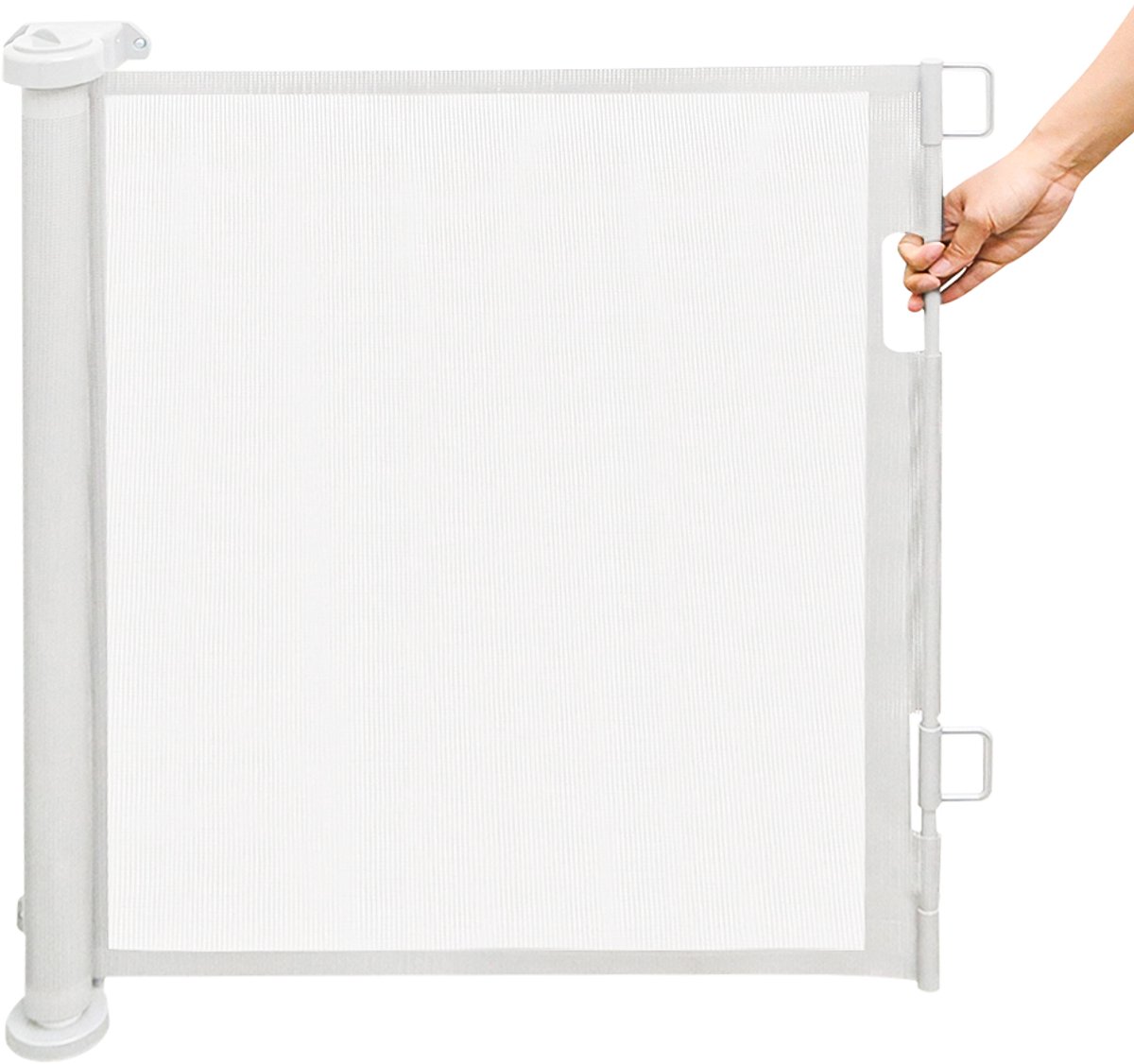 PIPIPOXER-Oprolbaar Traphekje 150 cm – Veiligheidshekje Baby & Huisdier,Wit