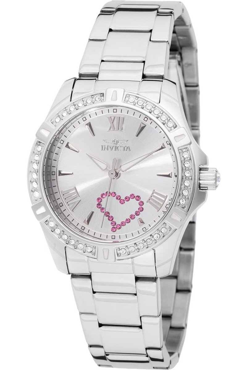 Invicta Angel 49842 Dames Horloge - Waterdicht - Analoog - Quartz Uurwerk - Roestvrij Staal met zilveren Wijzerplaat - 34mm