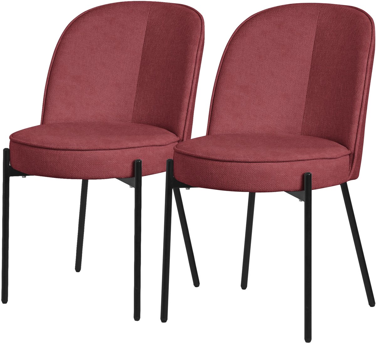ml-design rood ronde eetkamerstoelen set van 2 gestoffeerde keukenstoelen comfortabel ergonomisch zachte polyester zitting hoge rugleuning metalen poot modern scandinavisch luxe design woonkamer eethoek keuken stoelen elegant minimalistisch Red