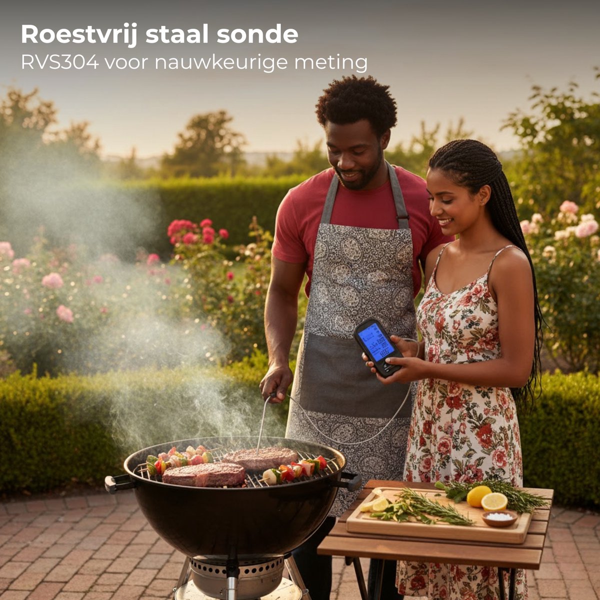 Lomera Digitale Vleesthermometer - Draadloze Vleesthermometer - Oventhermometer - Kerntemperatuur Vlees - Draadloze Ontvanger - Thermometer Met Timer - Led Achtergrondverlichting - Rvs Sonde - Temperatuurweergave Celsius — cadeau in Kookcadeaus - foto 3