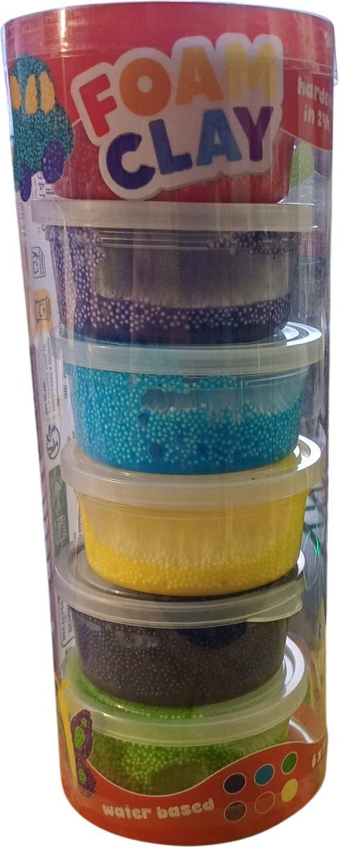 Foam Klei - Stuiter Klei - set van 6 stuks - Toi Toys