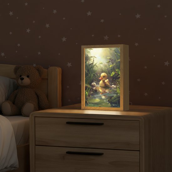 Nachtlampje 20x30 cm - Kinder lampje - Eendjes - Dieren - Natuur - Tafellamp kinderkamer - Slaapkamer lamp - Bedlamp kinderen - Kinderlampje stopcontact - Wandlamp babykamer - Nachtlampjes van Merkloos — afbeelding 2