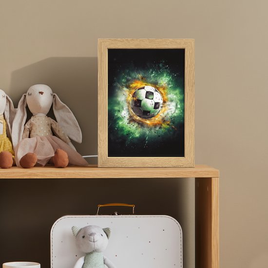 Nachtlampje 15x20 cm - Kinder lampje - Bal - Voetbal - Groen - Oranje - Rook - Tafellamp kinderkamer - Slaapkamer lamp - Bedlamp kinderen - Kinderlampje stopcontact - Wandlamp babykamer - Nachtlampjes van OnlyWow — afbeelding 3