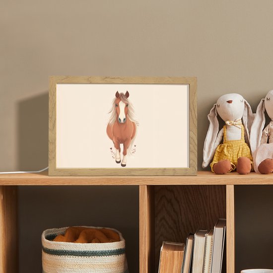 Nachtlampje 30x20 cm - Kinder lampje - Paard - Galop - Bruin - Tafellamp kinderkamer - Slaapkamer lamp - Bedlamp kinderen - Kinderlampje stopcontact - Wandlamp babykamer - Nachtlampjes van Merkloos — afbeelding 3