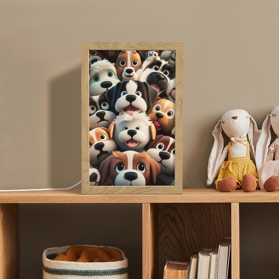 Nachtlampje 20x30 cm - Kinder lamp - Hond - Dieren - Patronen - Bruin - Meisjes - Jongens - Tafellamp kinderkamer - Slaapkamer lamp - Bedlamp kinderen - Kinderlampje stopcontact - Wandlamp babykamer - Nachtlampjes van Merkloos — afbeelding 3