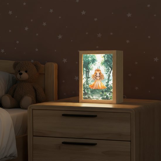 Nachtlampje 15x20 cm - Kinder lampje - Prinses - Meisje - Geel - Prinsessenjurk - Tafellamp kinderkamer - Slaapkamer lamp - Bedlamp kinderen - Kinderlampje stopcontact - Wandlamp babykamer - Nachtlampjes van OnlyWow — afbeelding 2