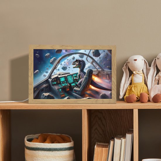 Nachtlampje 30x20 cm - Kinder lampje - Dino - Ruimte - Jongens - Tafellamp kinderkamer - Slaapkamer lamp - Bedlamp kinderen - Kinderlampje stopcontact - Wandlamp babykamer - Nachtlampjes van DecoAction — afbeelding 3