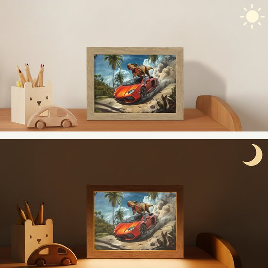 Nachtlampje 20x15 cm - Kinder lamp - Sportauto - Rood - Dino - Tafellamp kinderkamer - Slaapkamer lamp - Bedlamp kinderen - Kinderlampje stopcontact - Wandlamp babykamer - Nachtlampjes van Merkloos — afbeelding 4