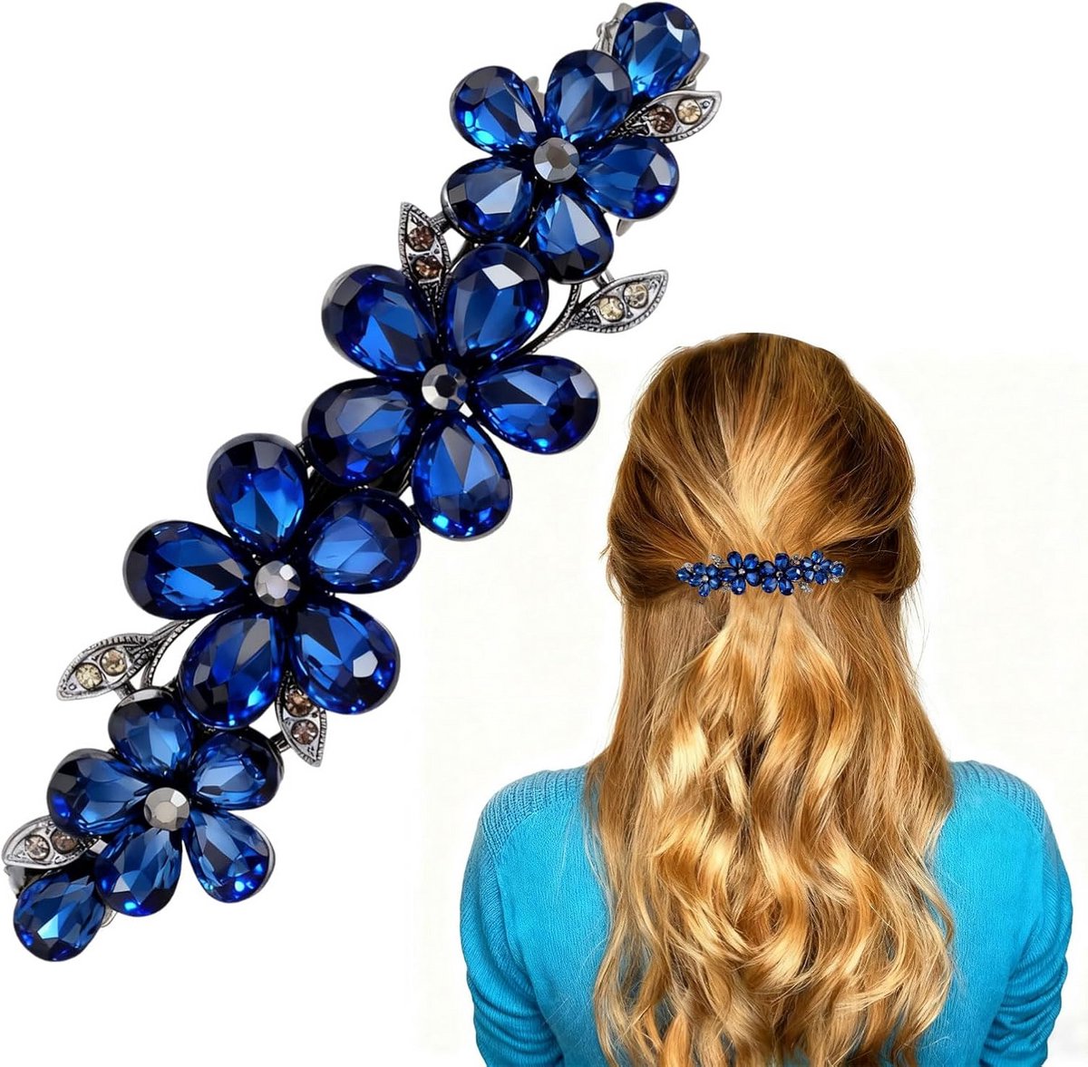 Luxe Strass Haarspeld met Kristallen Bloem - Fonkelende Bruidshaaraccessoire voor Dames