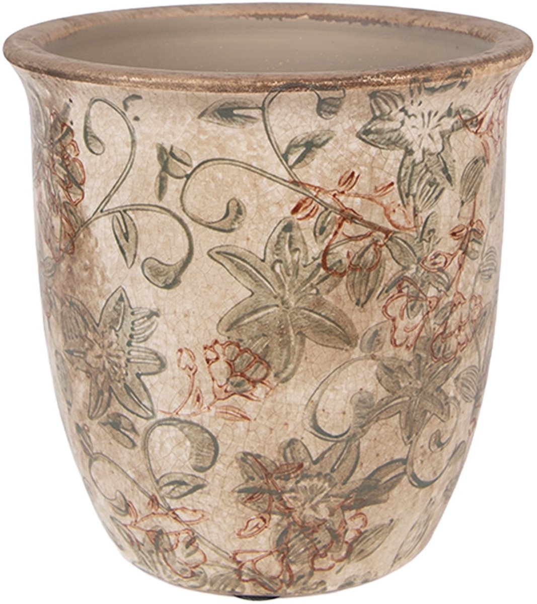 Clayre & Eef Bloempot Ø 13x13 cm Beige Keramiek