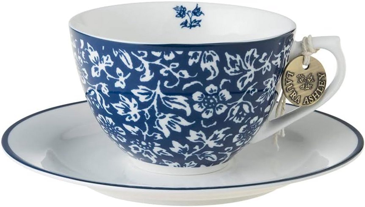 Cappuccino kop en schotel in Blueprint Sweet Allysum design - 2-delig