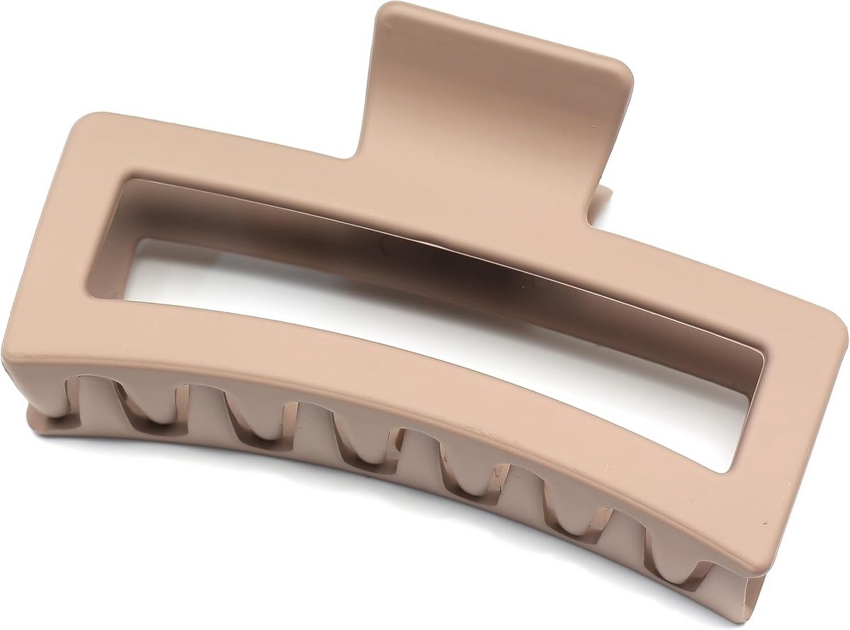 Grote matte haarclip bruin voor dames - Elegante kunststof haarspeld hoofdtooi