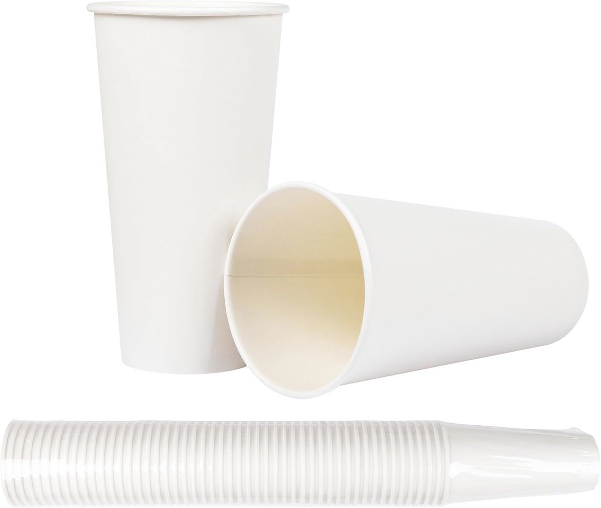50 witte papieren bekers 0,5 l - milieuvriendelijk, recyclebaar en FSC-gecertificeerd voor warme en koude dranken