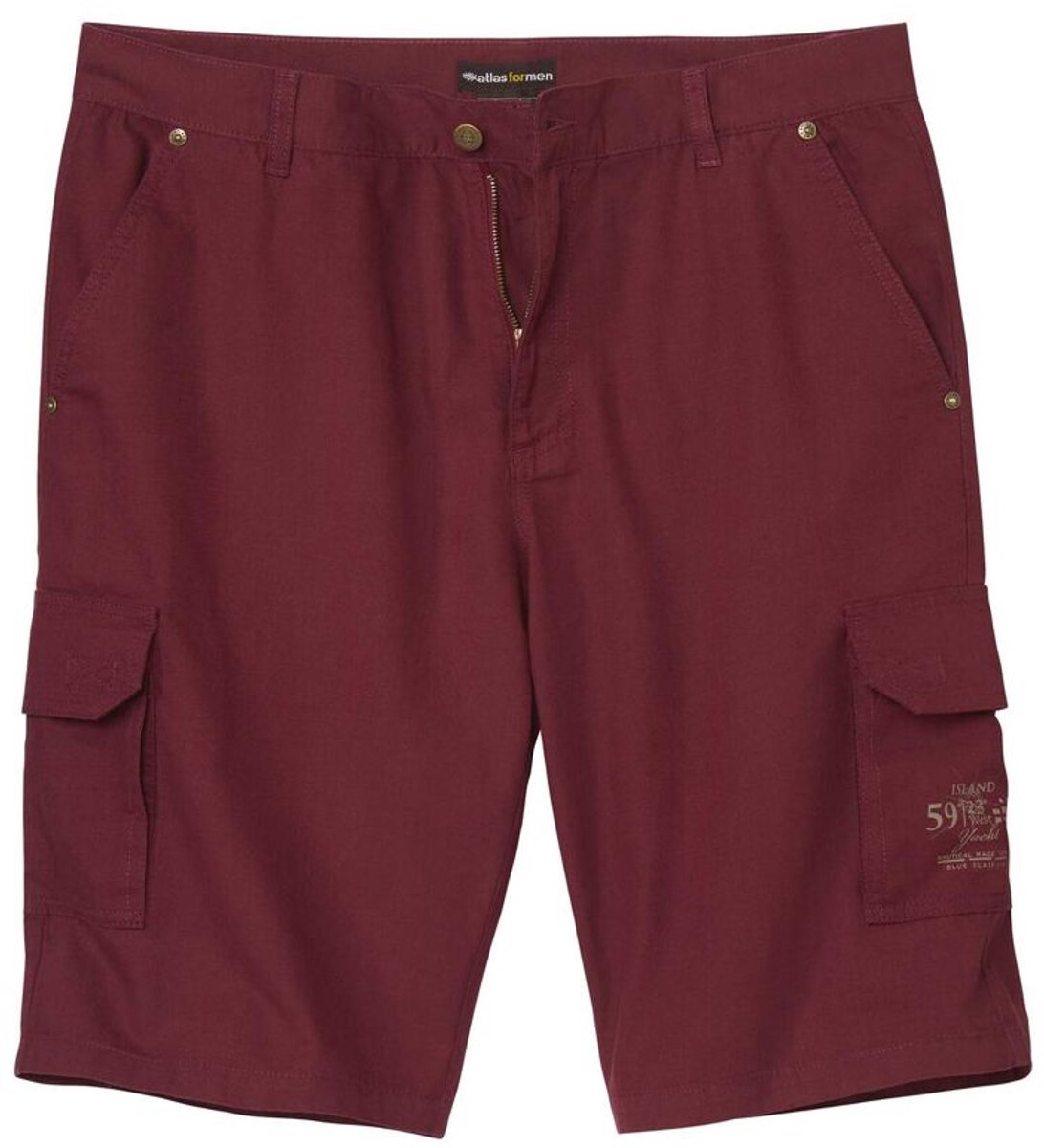 ATLAS FOR MEN - Bordeauxrode cargobermuda van canvas - Heren - Verkrijgbaar in grote maten - W34