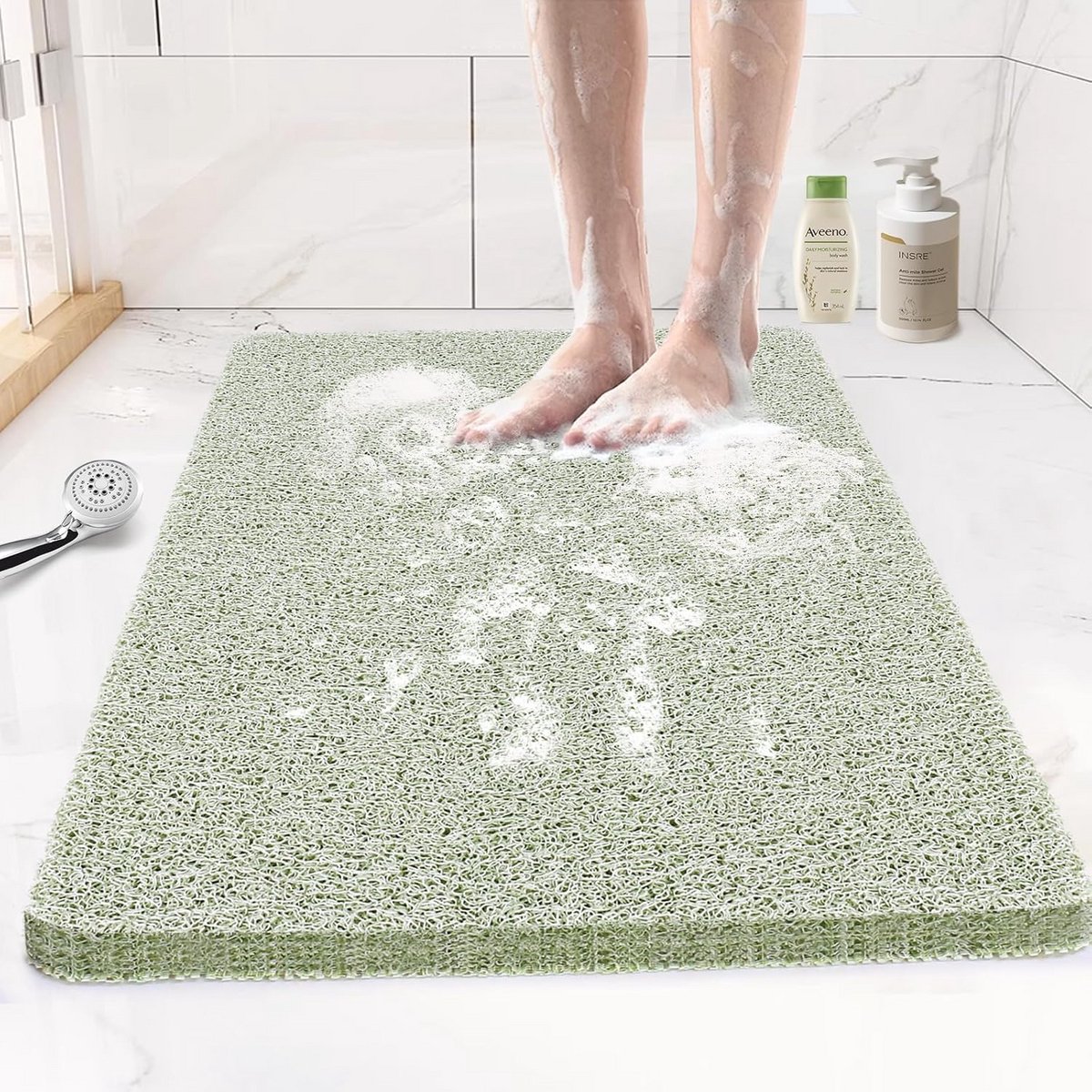Antislip Douchemat 24"x17" voor Ouderen - Mintgroen