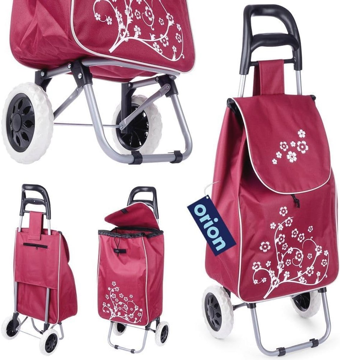 Boodschappentrolley met wielen - Wijnrood - 30 L - 25 kg