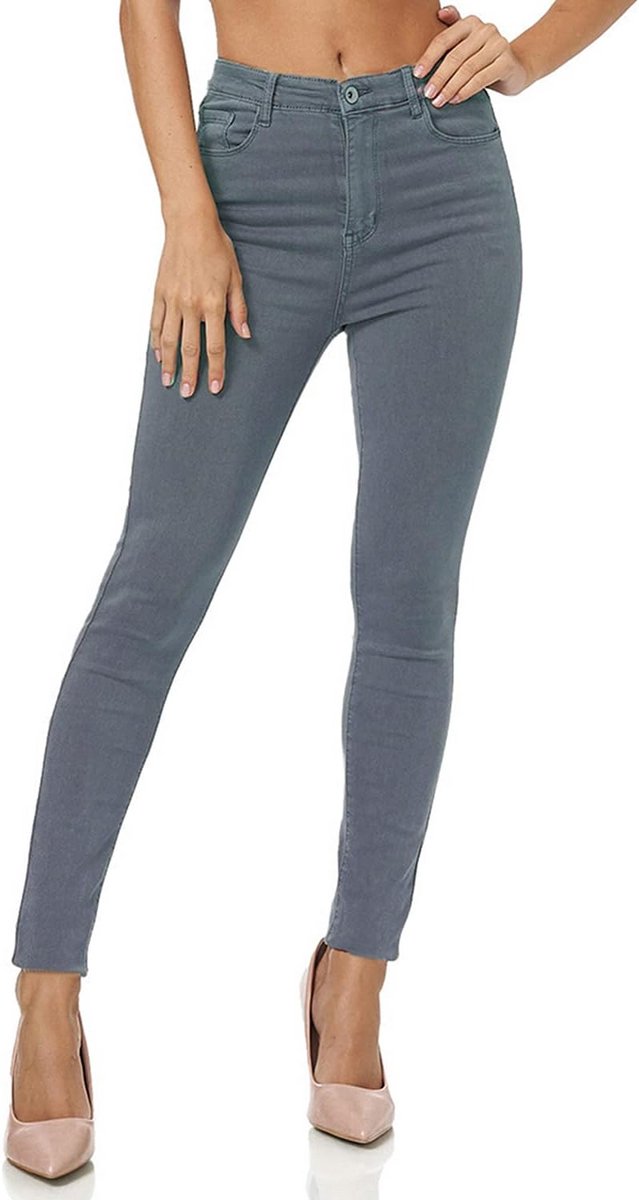 Dames skinny jeans met hoge taille en stretch