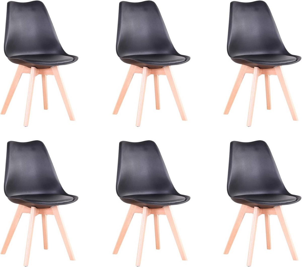 Set van 6 Scandinavische Eetkamerstoelen - Geschikt voor Eetkamer, Woonkamer en Kantoor -