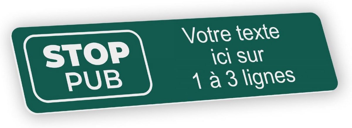 STOP PUB-plaat voor brievenbus, 10 x 2,5 cm, donkergroen, zelfklevend