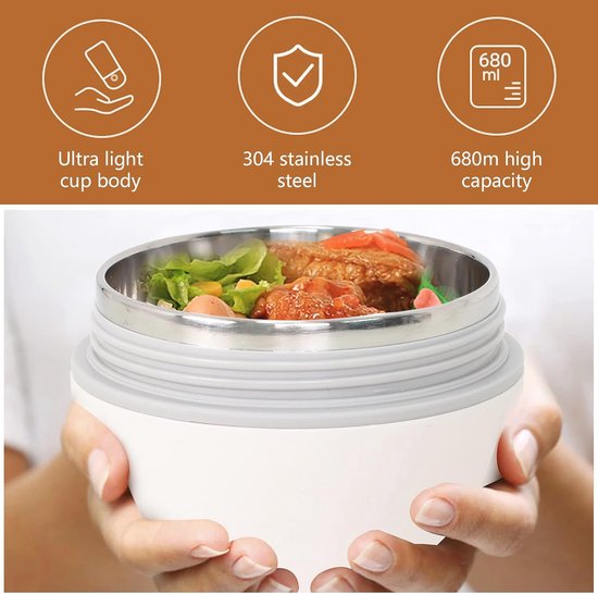 Warmte-isolerende broodtrommel - Thermo-lunchbox voor school, werk, en reizen van warmte — afbeelding 5